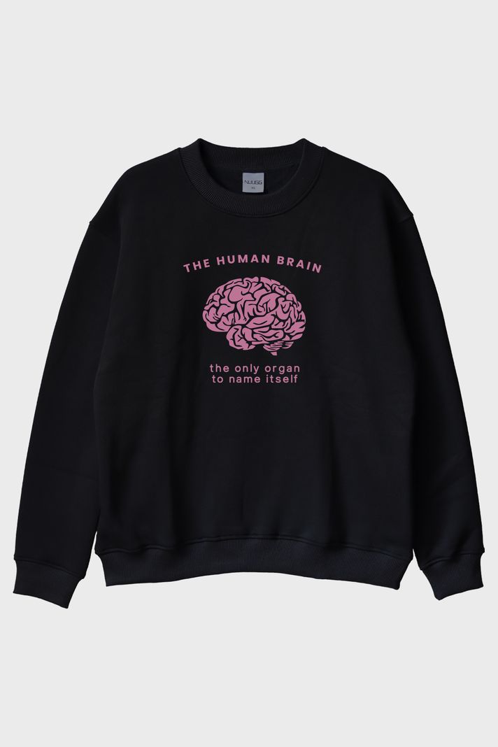 The Human Brain Baskılı Tasarım Bisiklet Yaka Sweatshirt