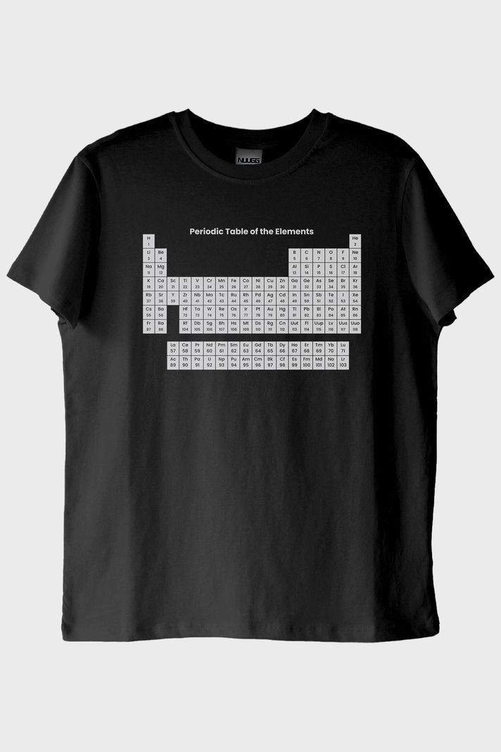 Periodic Table of the Elements Baskılı Siyah Tişört