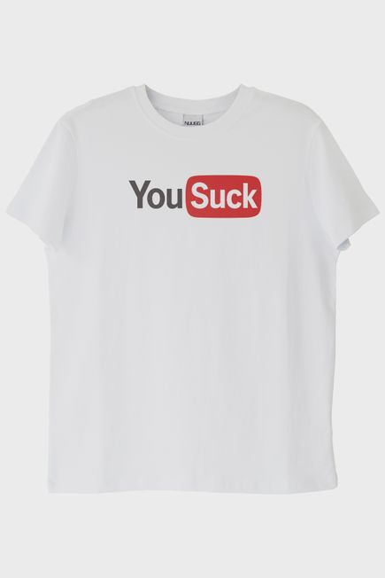 You Suck Baskılı Eğlenceli Tasarımlı Beyaz Tişört