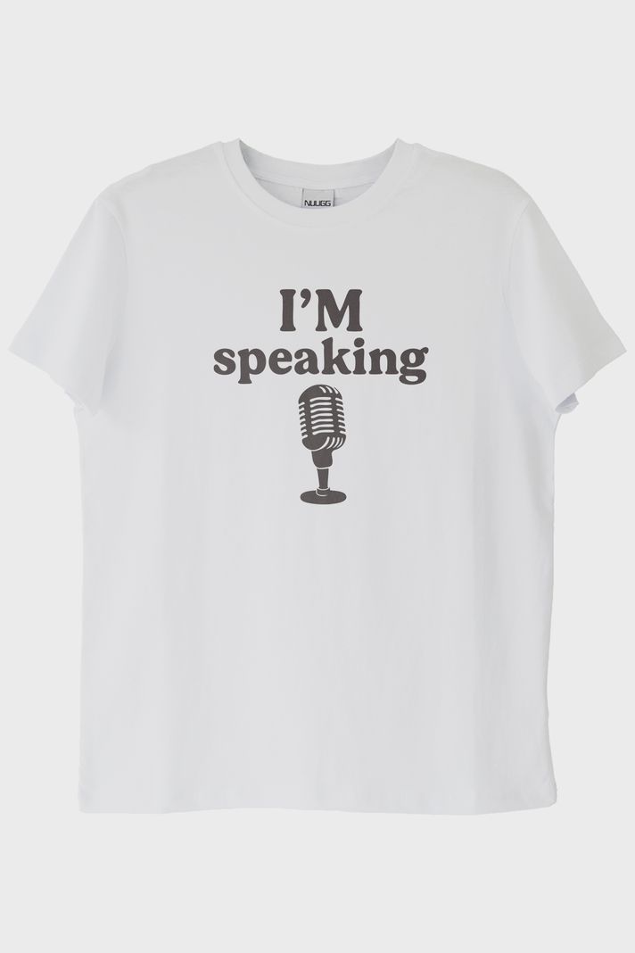 I'm Speaking Tasarım Baskılı Beyaz Tişört