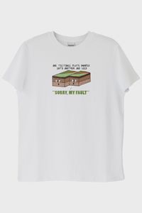 Sorry, My Fault Tektonik Plaka Beyaz Tişört - Bilim ve Mizah