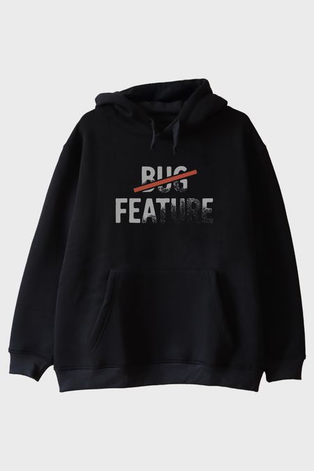 Bug Feature Siyah Hoodie