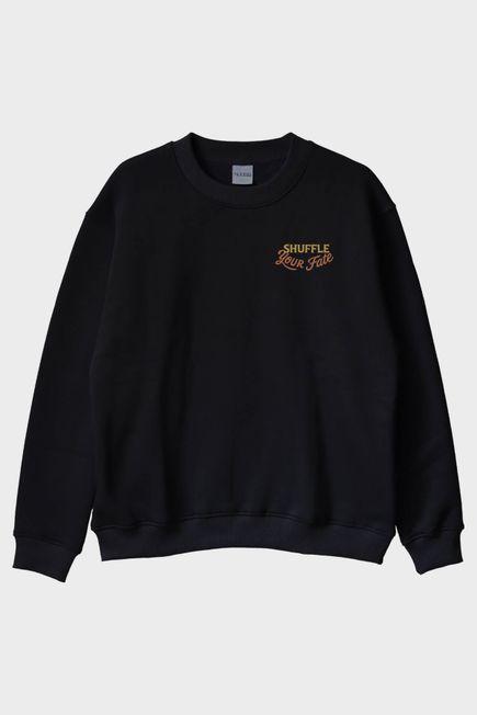 Shuffle Your Fate Siyah Bisiklet Yaka Sweatshirt
