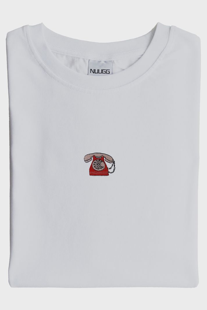 Çevirmeli Telefon Desenli Nakış Tişört