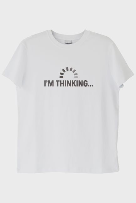 I'm Thinking Baskılı Teknik Mizahi Beyaz Tişört