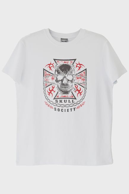 Skull Society Kafatası Tasarımlı Beyaz Tişört