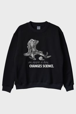 Newton's Happy Apple Siyah Bisiklet Yaka Sweatshirt