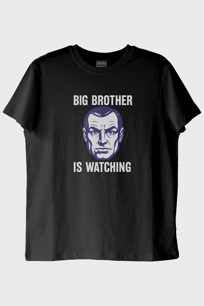 Big Brother is Watching Baskılı Distopik Siyah T-Shirt