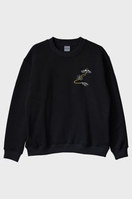 Rota Dışı Siyah Bisiklet Yaka Sweatshirt