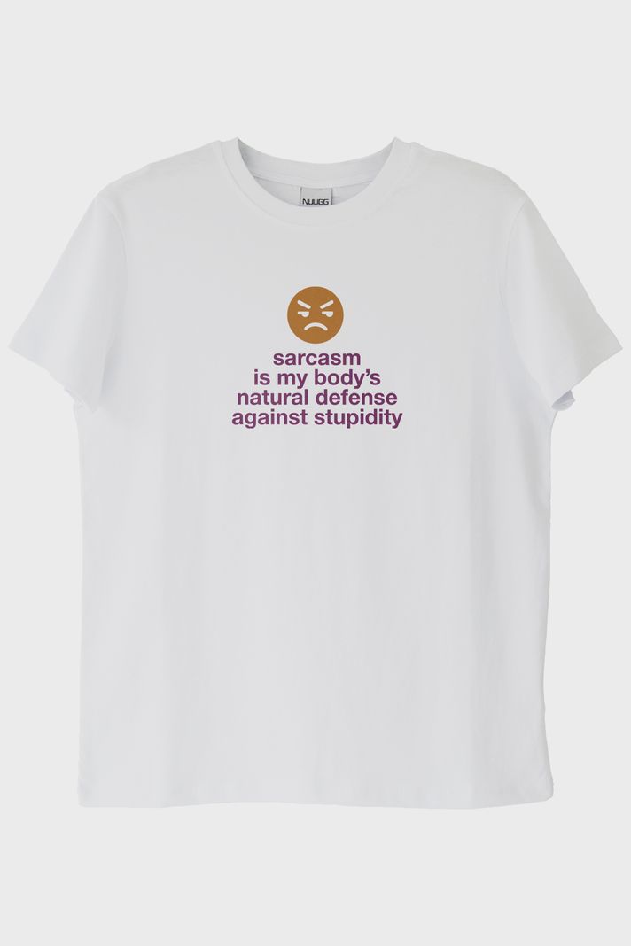 Sarcasm is My Body’s Natural Defense Baskılı Beyaz Tişört