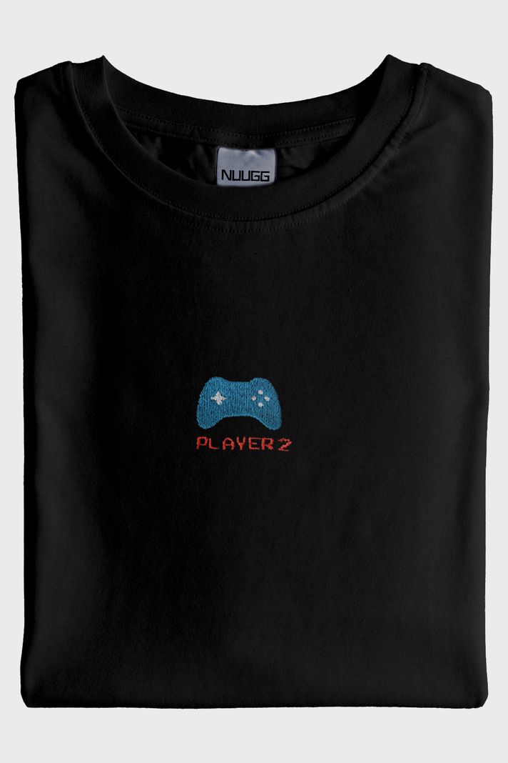 Player 1 ve Player 2 Çift Kombin Siyah T-Shirt - Sevgililer Günü Hediyesi - Gamer, oyuncu hediyesi