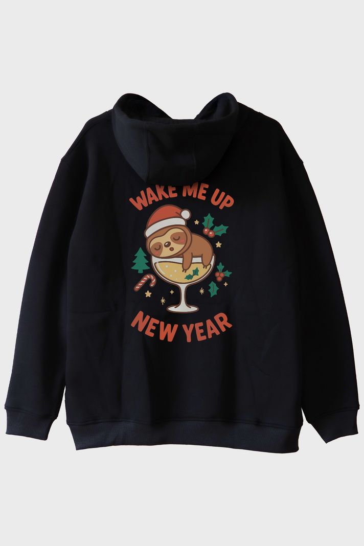 Uyandır Beni Yılbaşı Siyah Hoodie