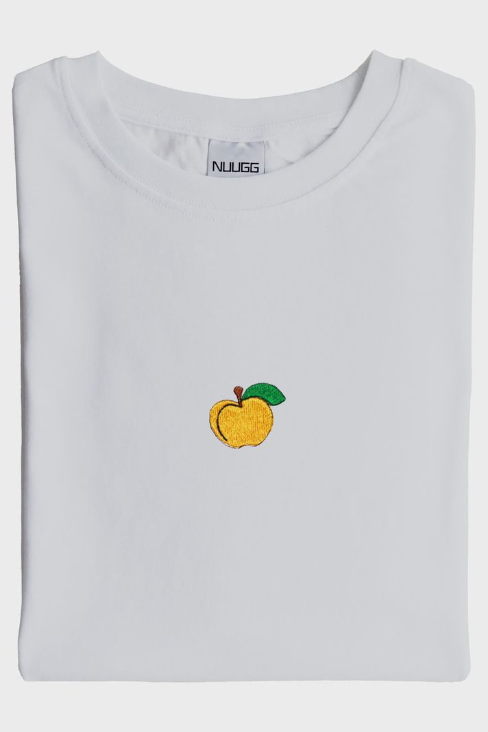 Sarı Elma Desenli Nakış Tişört