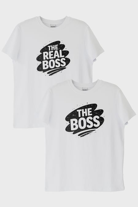 The Boss Çift Beyaz Tişört