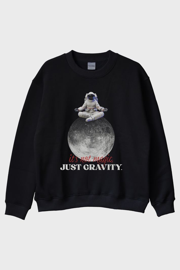 Just Gravity Siyah Bisiklet Yaka Sweatshirt