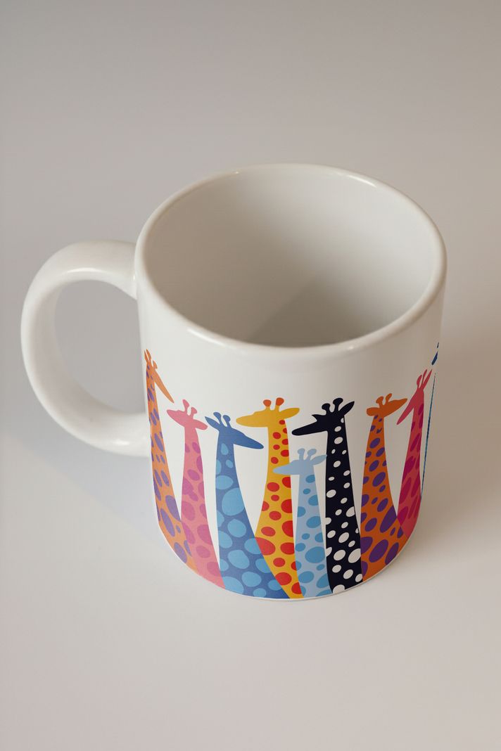 Renkli Zürafa Desenli Kupa