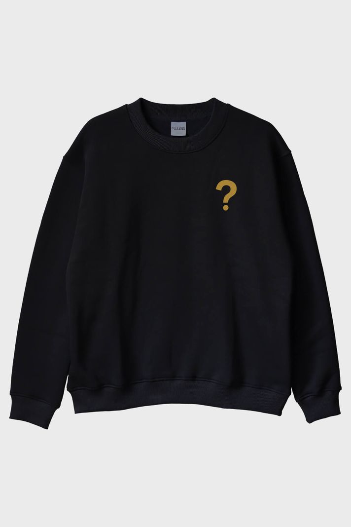 Gizemli İşaret Siyah Bisiklet Yaka Sweatshirt