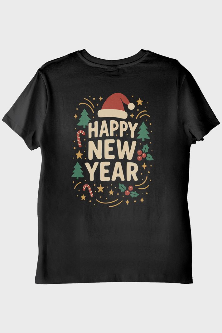 Mutlu Yılbaşı Siyah Tişört