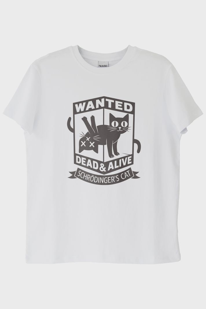 Wanted: Dead & Alive Schrödinger's Cat Tasarım Beyaz Tişört