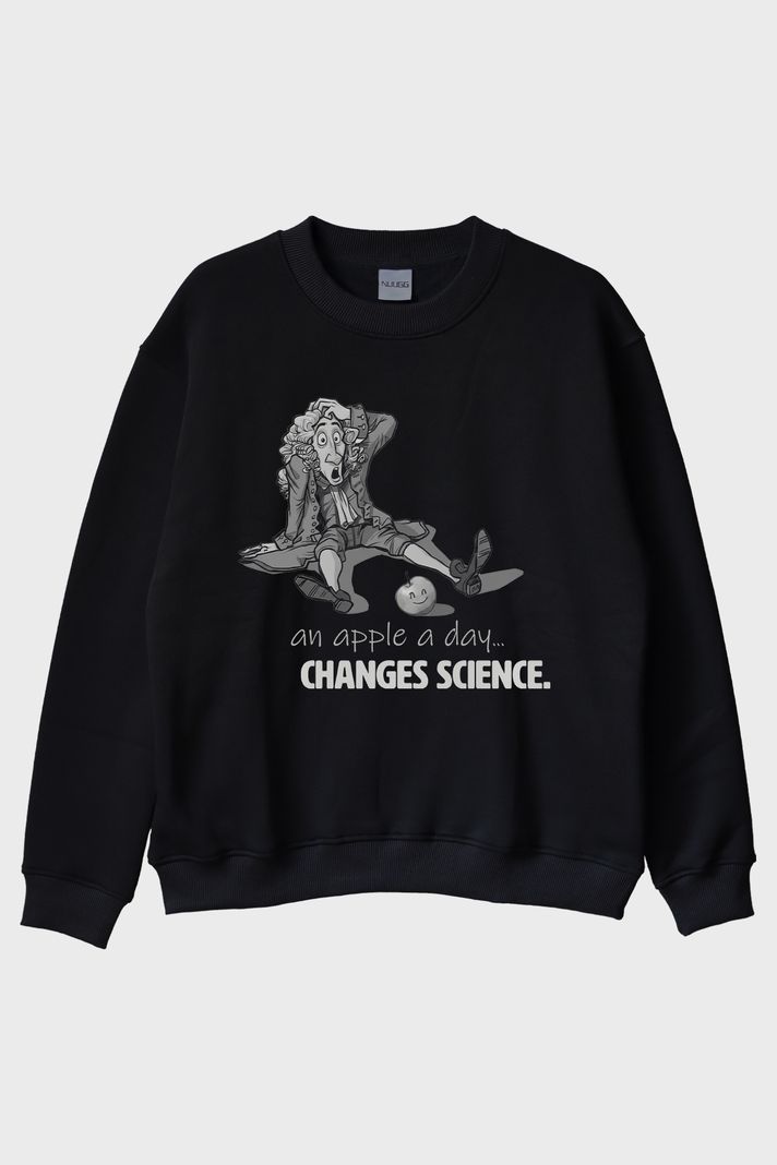 Newton's Happy Apple Siyah Bisiklet Yaka Sweatshirt