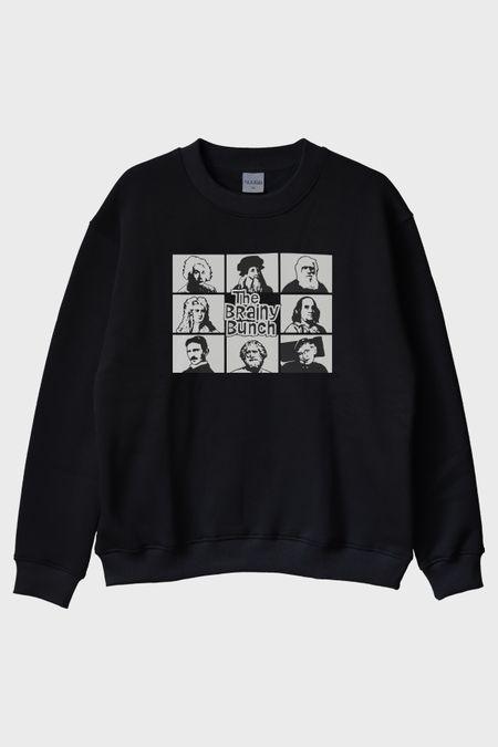The Brainy Bunch Bilim İnsanları Baskılı Siyah Bisiklet Yaka Sweatshirt
