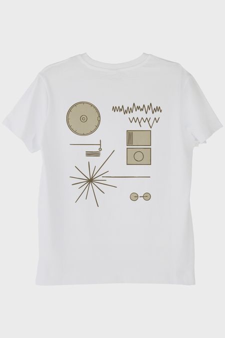 Golden Record Uzay Temalı Minimalist Bilim Beyaz Tişört