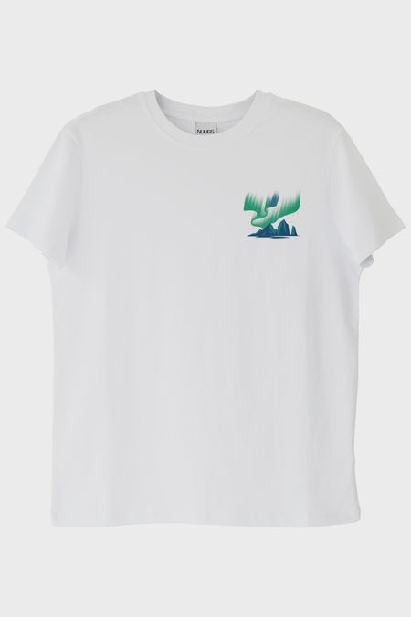 Aurora Borealis Kuzey Işıkları Tasarımlı Beyaz Tişört