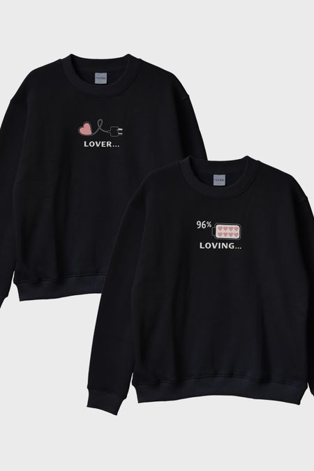 Lover Loving Çift Siyah Bisiklet Yaka Sweatshirt Seti