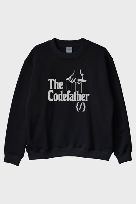 The Codefather Siyah Bisiklet Yaka Sweatshirt