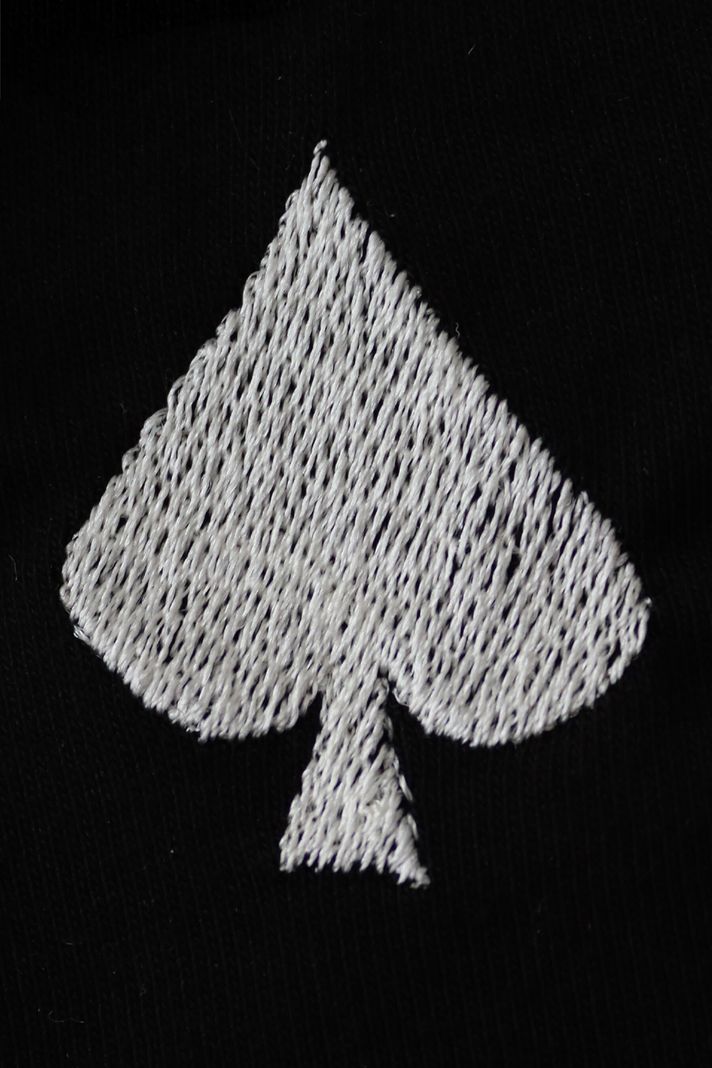 Maça Simgeli Siyah Bisiklet Yaka Sweatshirt