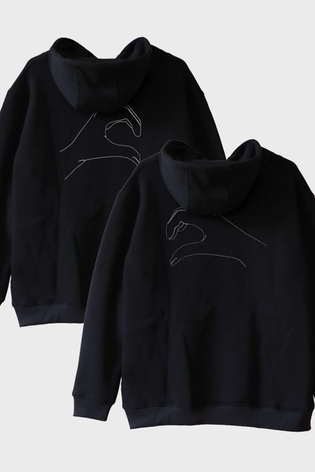 Kalp Eller Desenli Çift Kombini Hoodie