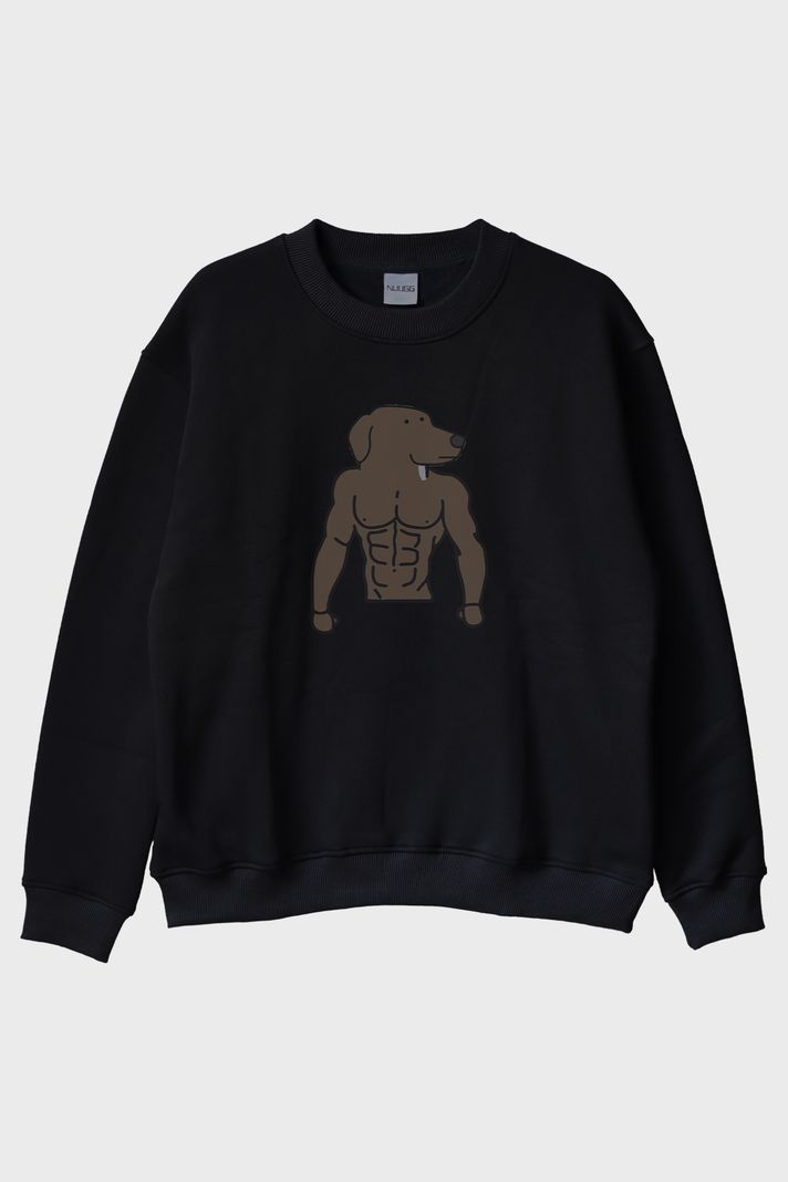 Beter Köpek Siyah Bisiklet Yaka Sweatshirt ön görsel