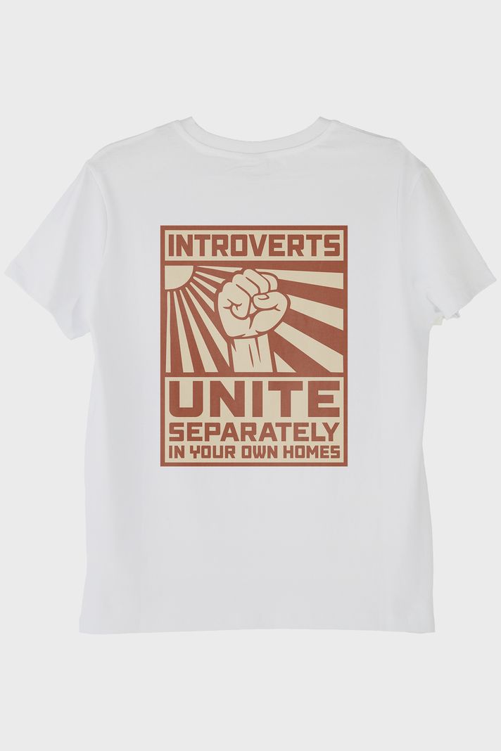 Introverts Unite Beyaz Tişört