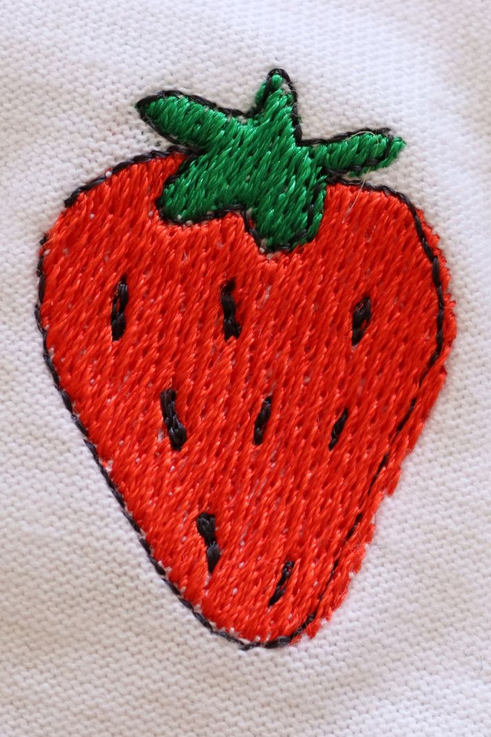 Çilek Desenli Nakış Tişört