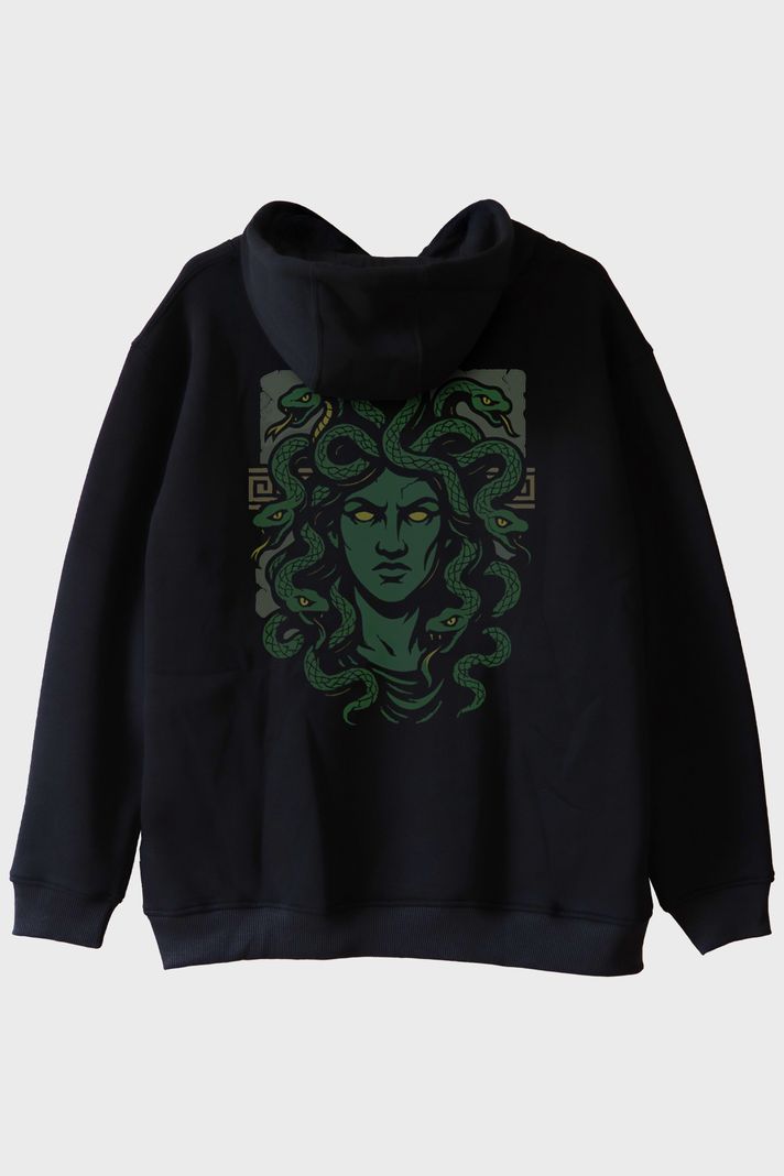 Efsanevi Medusa Siyah Hoodie