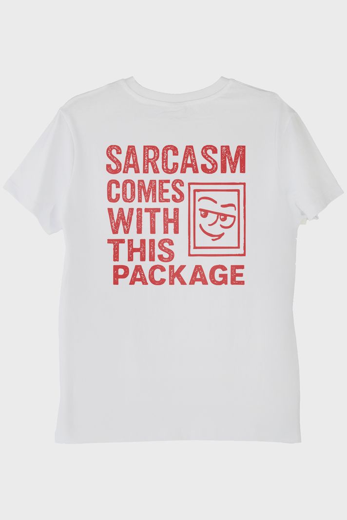 Sarcasm Comes With This Package Yazılı Beyaz Tişört