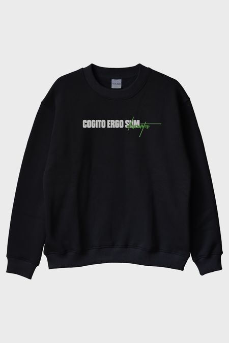 Cogito Ergo Sum Descartes Siyah Bisiklet Yaka Sweatshirt