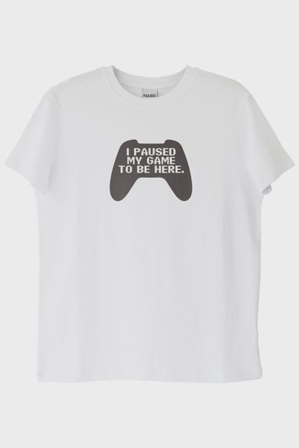 I Paused My Game Beyaz Tişört Oyun Kumandası Tasarımı
