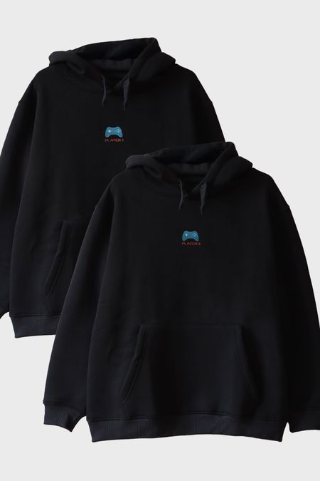 Player 1 ve Player 2 Çift Kombin Hoodie - Sevgililer Günü Hediyesi - Gamer, oyuncu hediyesi