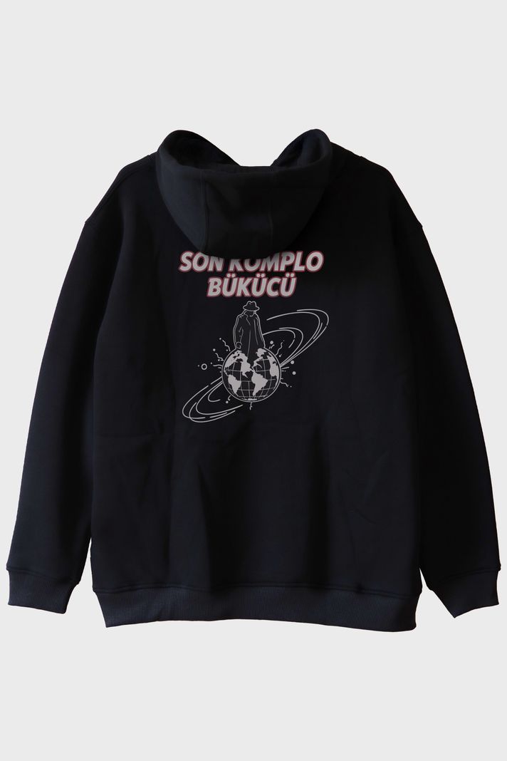 Son Komplo Bükücü Siyah Hoodie