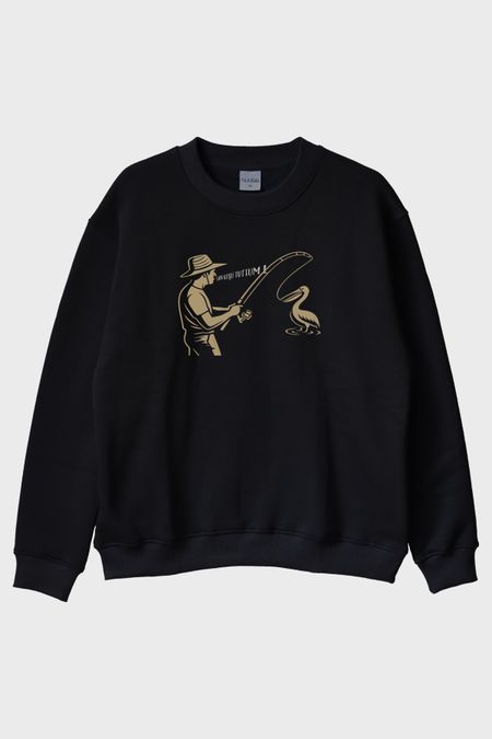 Lan Kuşu Tuttum Siyah Bisiklet Yaka Sweatshirt