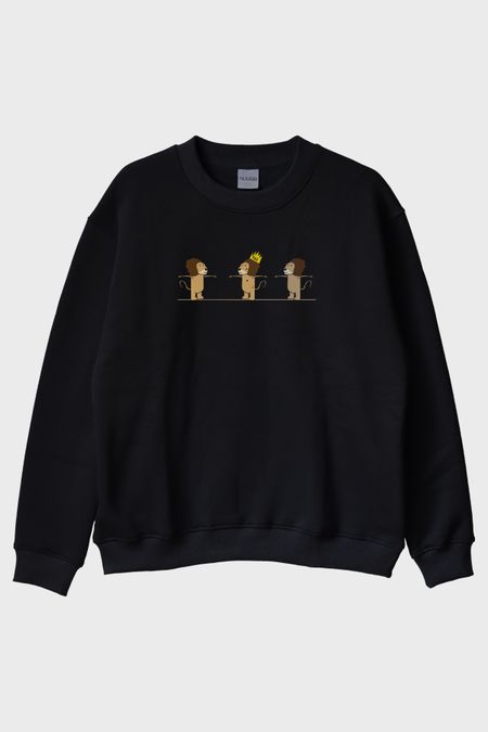 Alfa Sorunu Siyah Bisiklet Yaka Sweatshirt