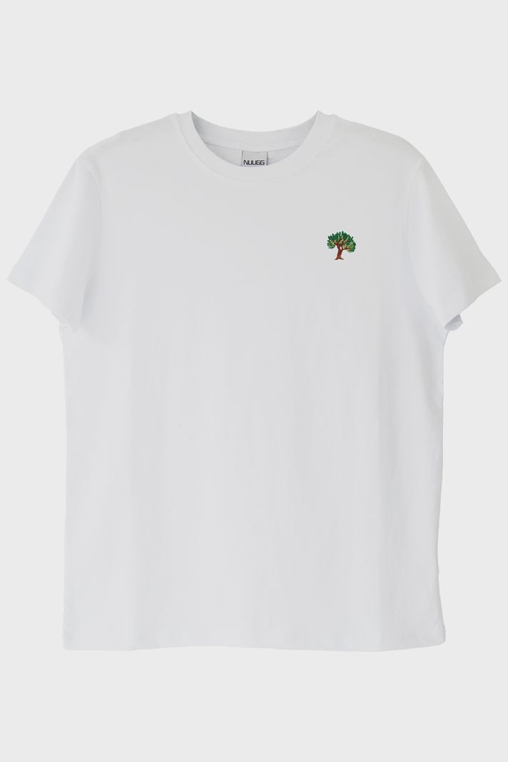 İtaylan Fıstık Çamı Nakışlı Beyaz Tişört