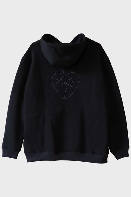 Gövde Kalp Desenli Nakış Hoodie - Sevgililer Günü Hediyesi