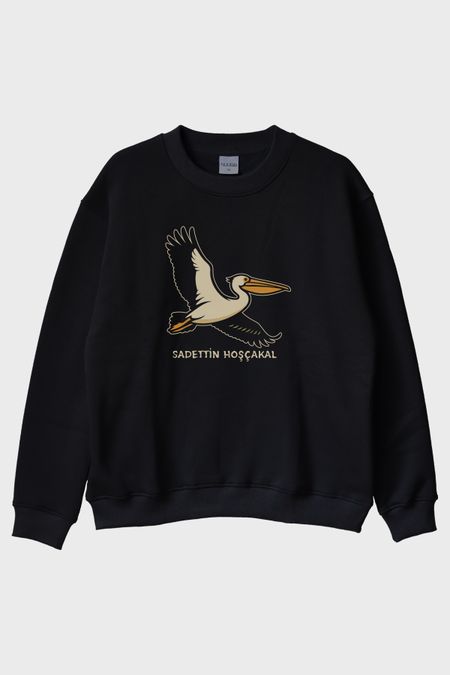 Hoşçakal Sadettin Siyah Bisiklet Yaka Sweatshirt