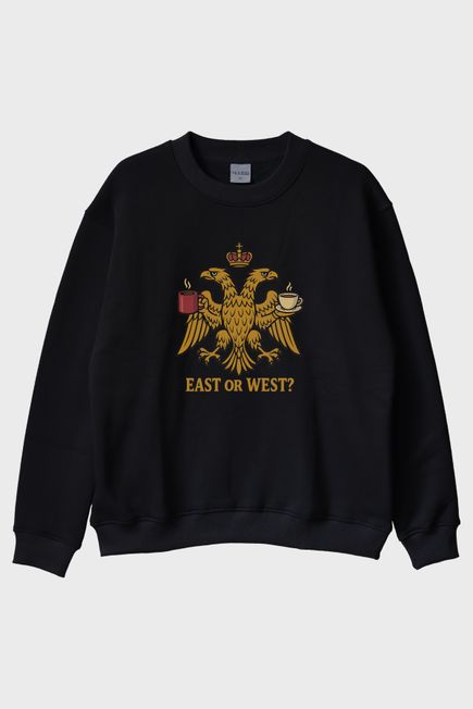 Doğu Batı Seçimi Siyah Bisiklet Yaka Sweatshirt
