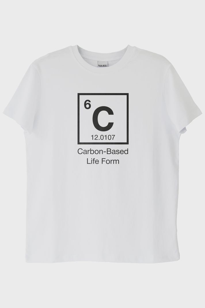 Carbon-Based Life Form Baskılı Beyaz Tişört