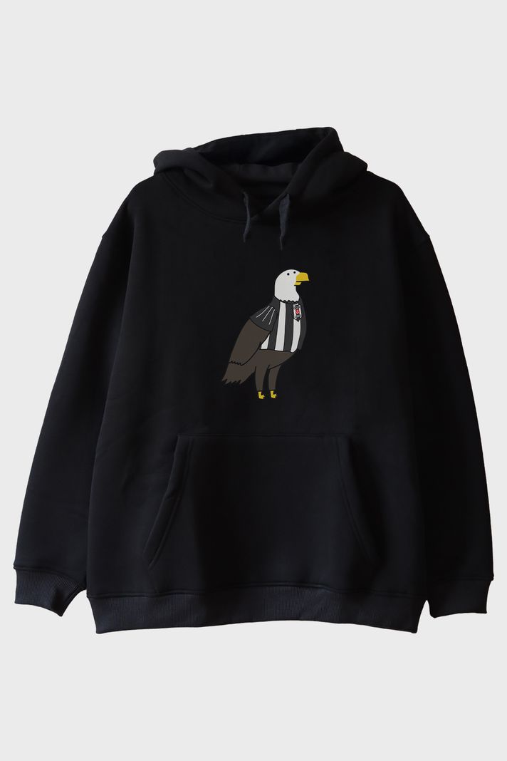 Beşiktaşlı Kartal Siyah Hoodie ön görsel