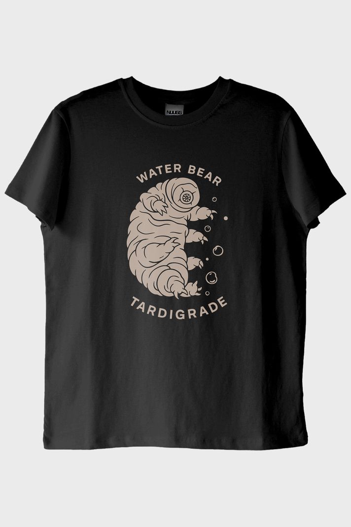 Water Bear Tardigrade Baskılı Siyah Tişört