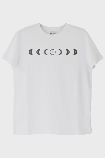 ECLIPSE Ay Evreleri Tasarımı Siyah Beyaz Tişört